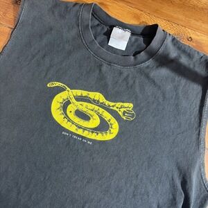 Vtg 90s Nike Tennis Challenge Court Shirt XL Black Snake Don't Tread On Me USA